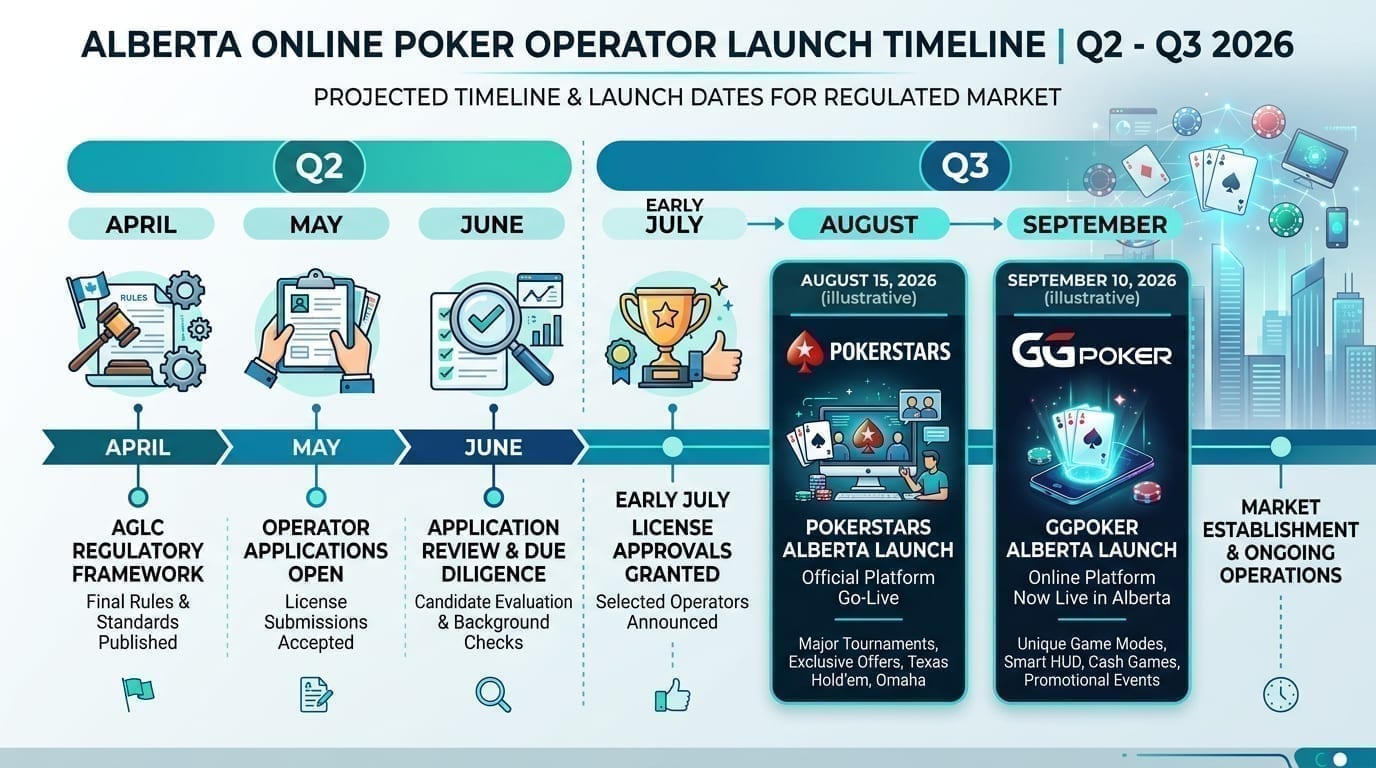 Timeline showing expected operator launches in Alberta