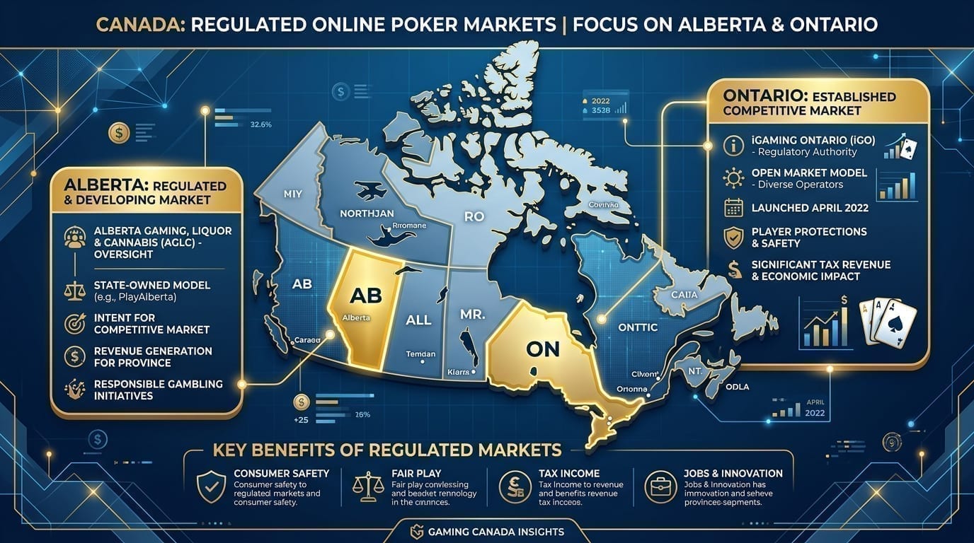 Alberta Set to Launch Regulated Online Poker by Q3 2026 as Canada Expands Gaming Market