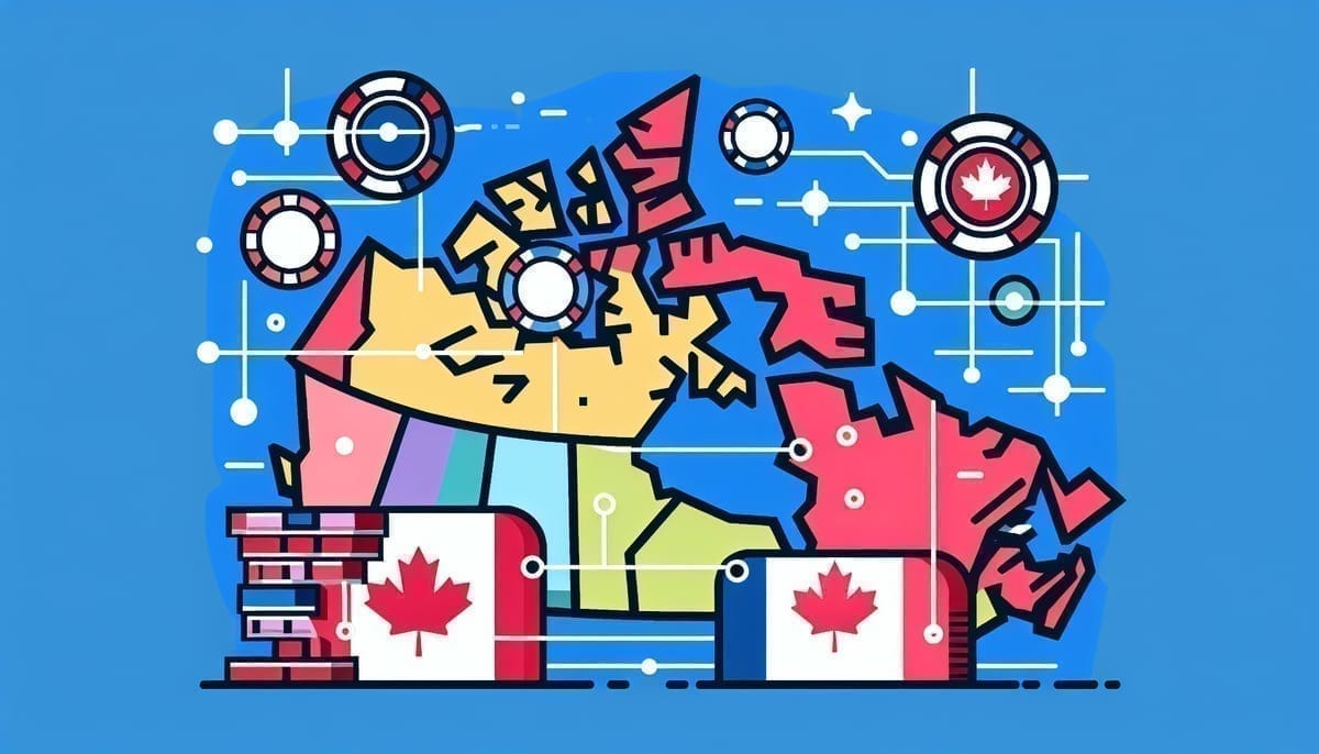 Map showing potential online poker connection between Alberta and Ontario