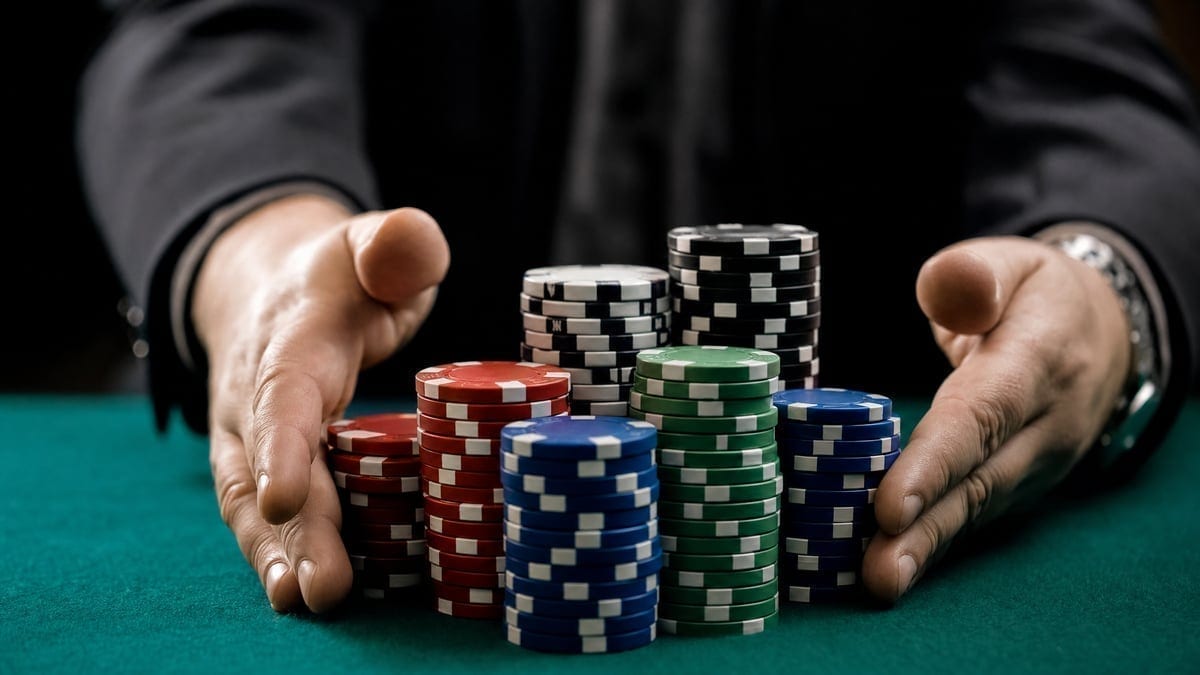 Poker chips being returned to player representing cashback promotion