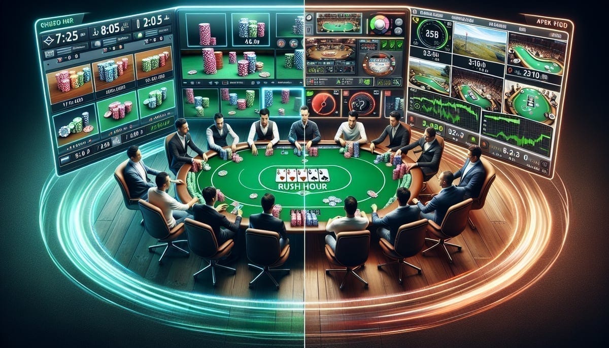 Rush Hour game interface compared to traditional poker