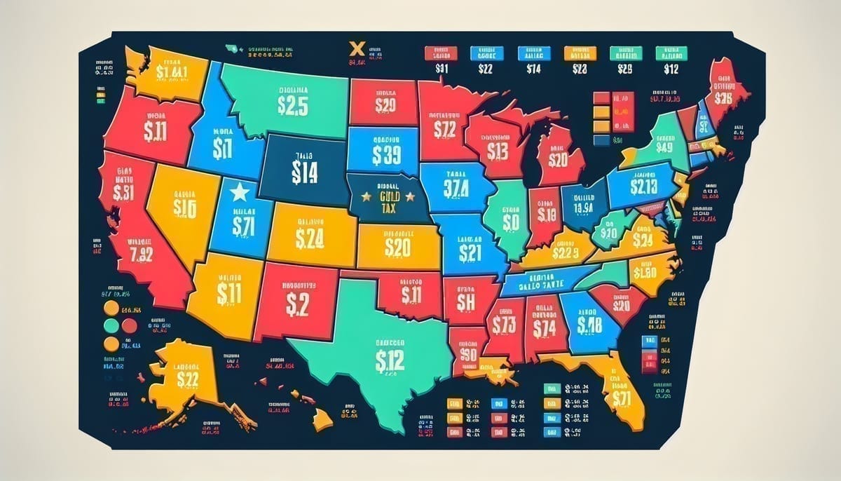 US map showing states with digital goods sales tax