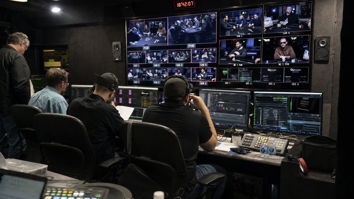 Television production control room during poker broadcast