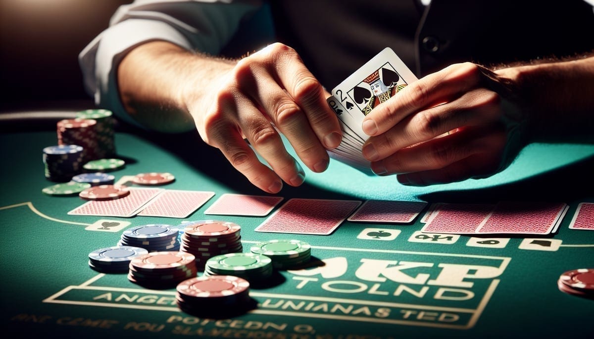 Professional poker dealer handling cards at WSOP Europe tournament table