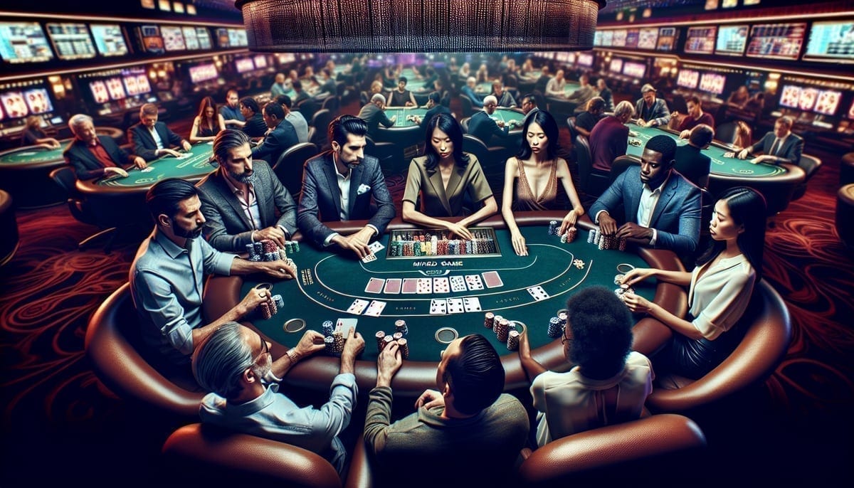Mixed game poker table showing various poker variants in play