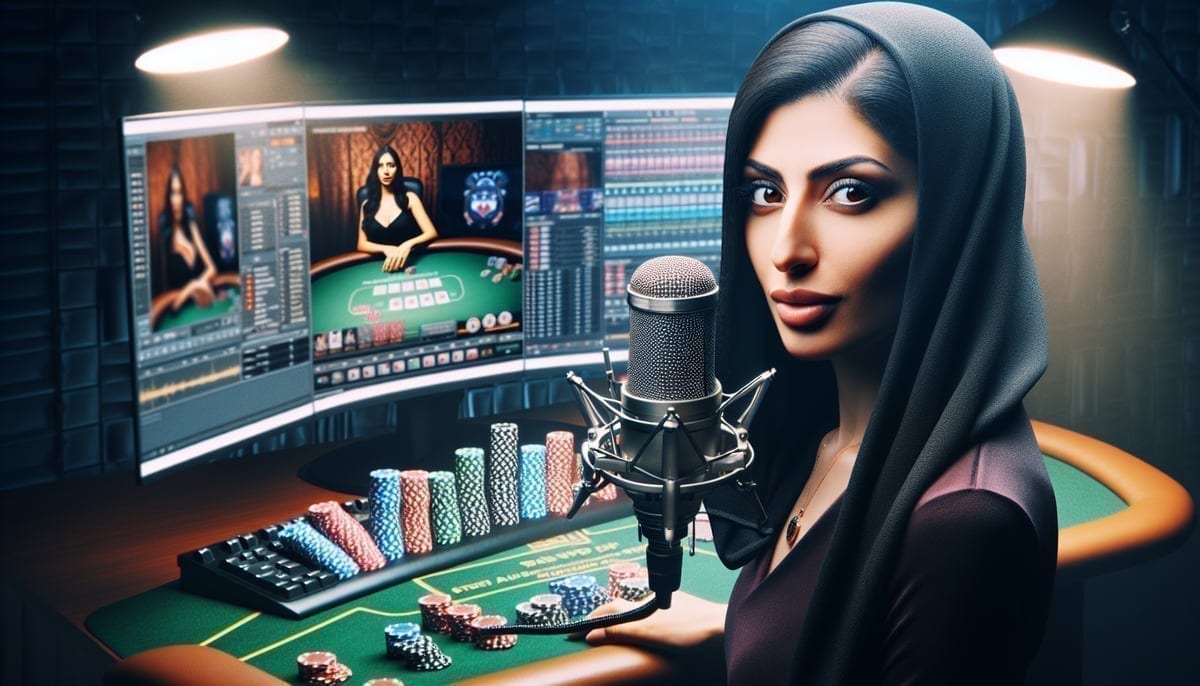Professional poker player during livestream broadcast