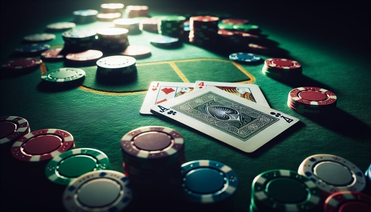Jack-Four poker hand on table