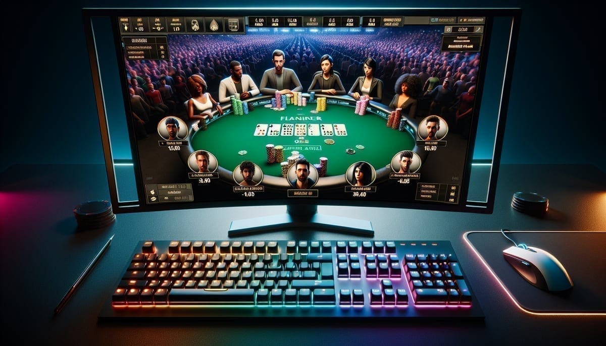 Online poker tournament software displaying final table action