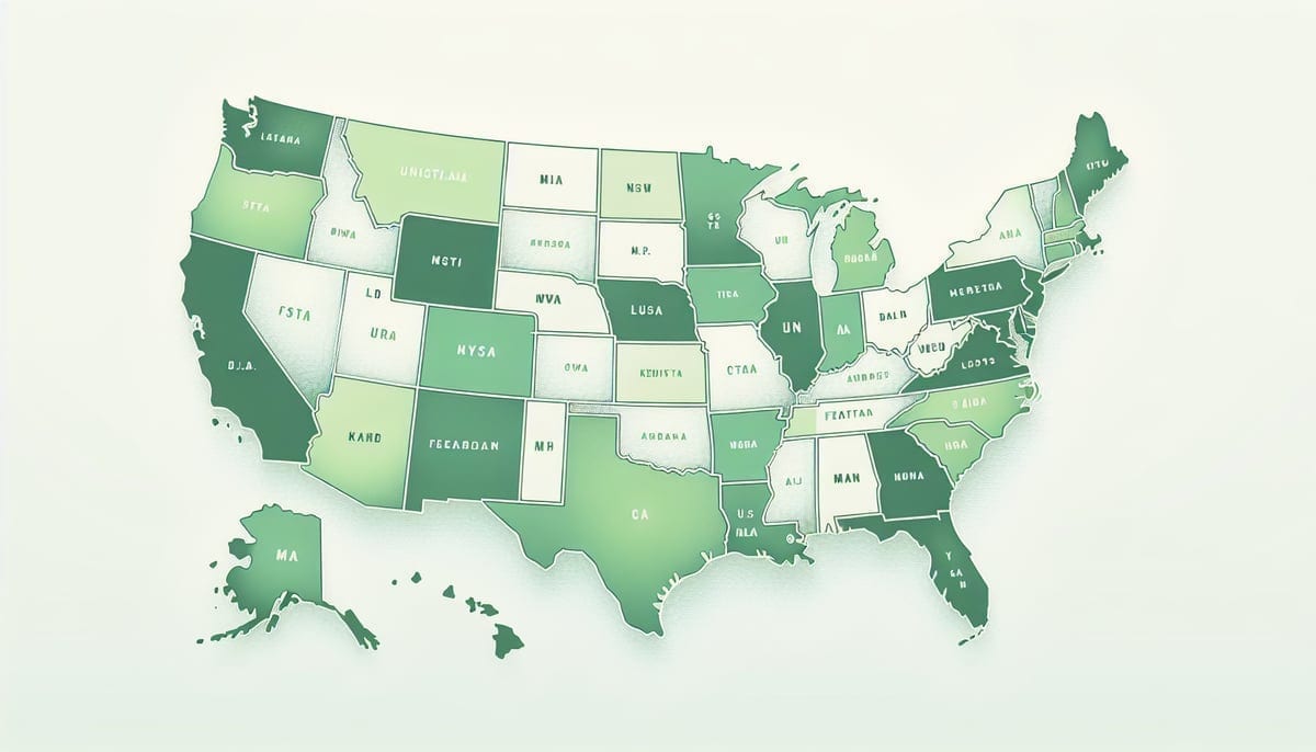 Map showing GiddyUp's 17-state launch territory