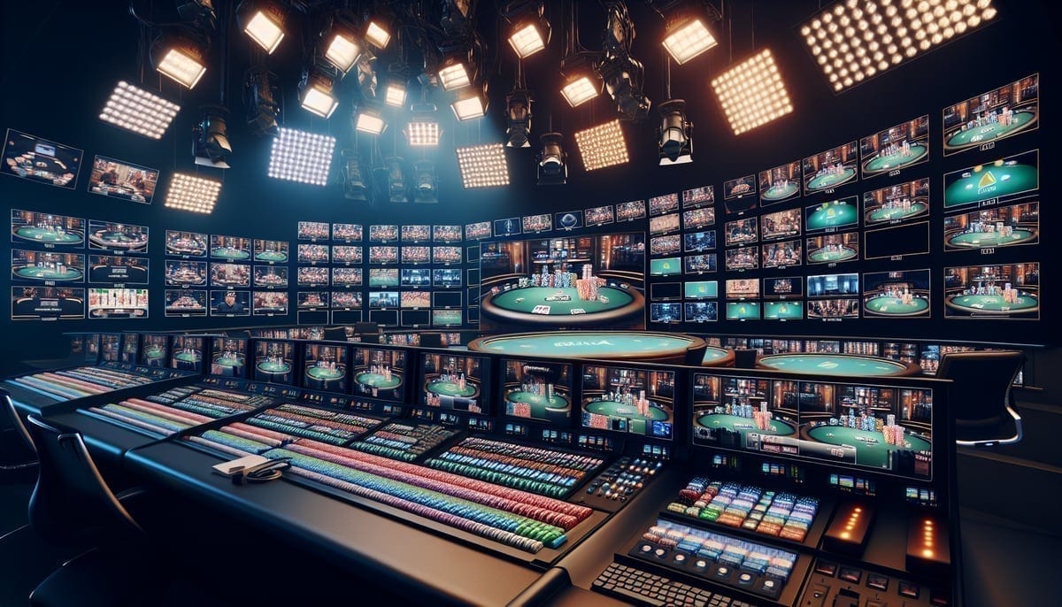 Television production control room for poker broadcast