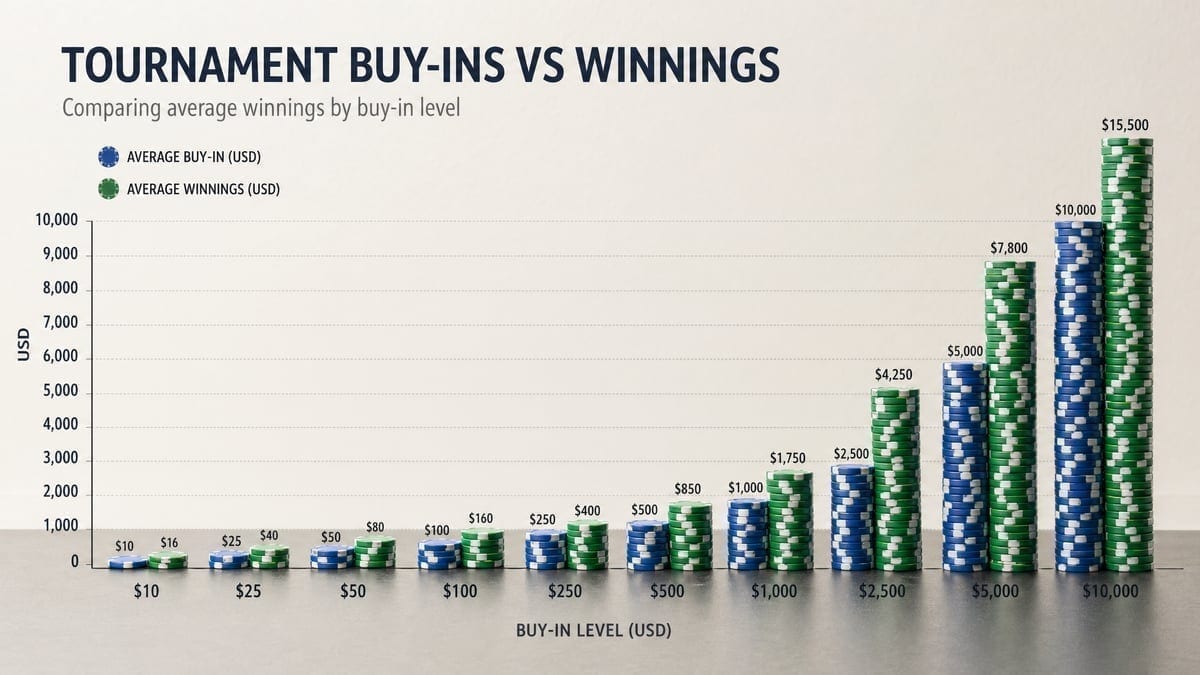 Visual representation of tournament buy-ins compared to lifetime winnings