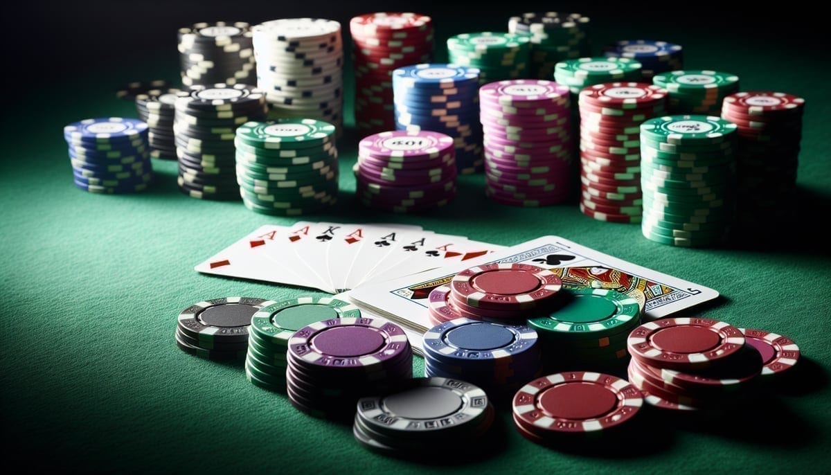 Poker chips and cards at WSOP Europe Main Event