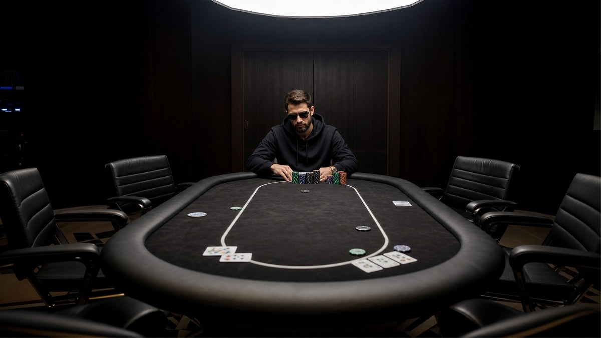 A poker table with a single occupied seat symbolizing a lone Hall of Fame inductee