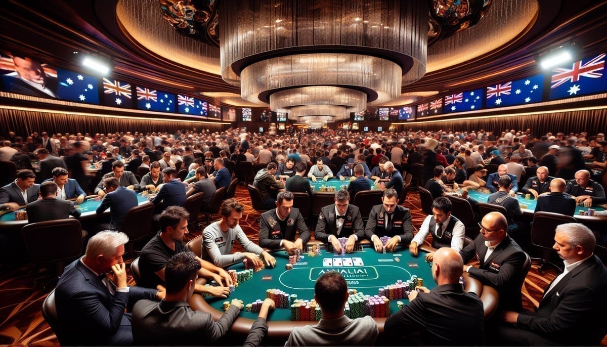 Aussie Millions tournament floor at Crown Casino Melbourne