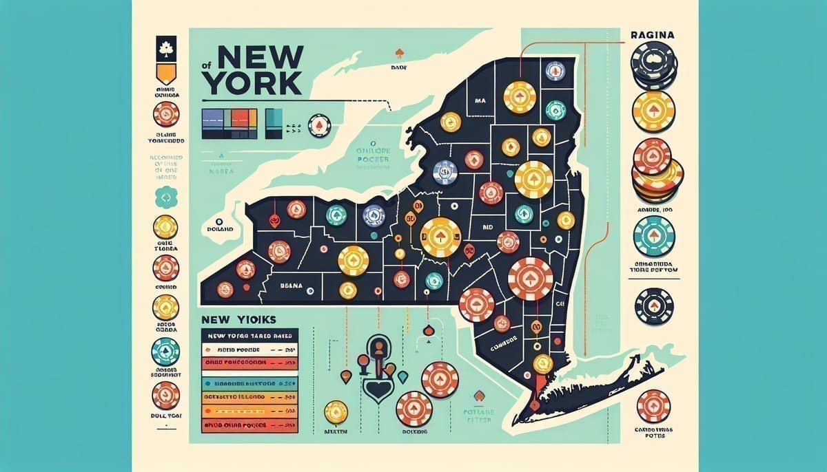 New York State map showing potential online poker market regions