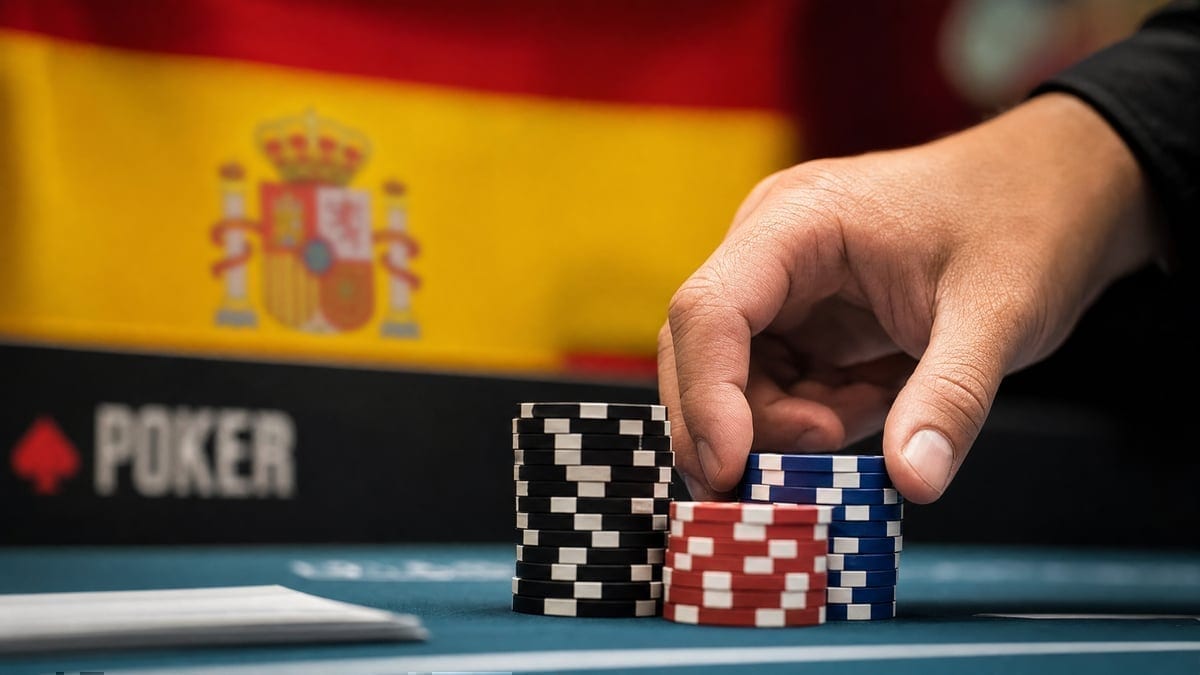 Poker chips at PartyPoker Madrid tournament table