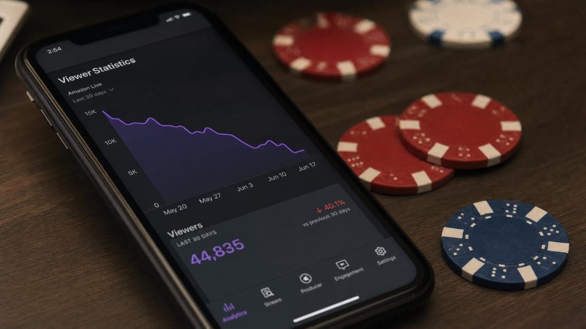 Streaming analytics showing declining viewership numbers on mobile device