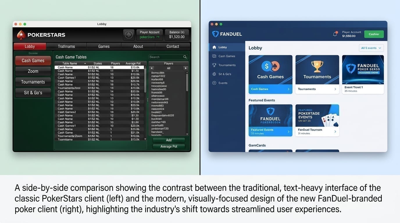 Comparison of old PokerStars and new FanDuel poker platforms