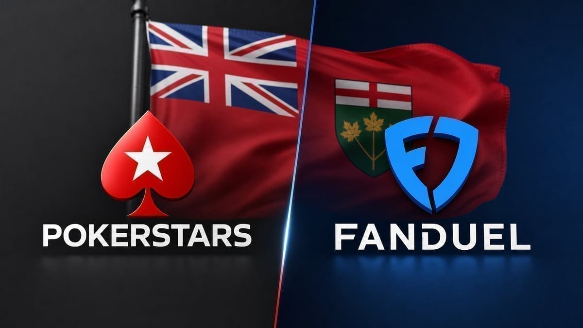 PokerStars and FanDuel logos with Ontario flag