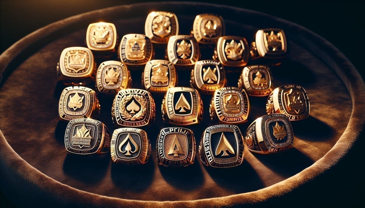 Collection of WSOP Circuit gold rings