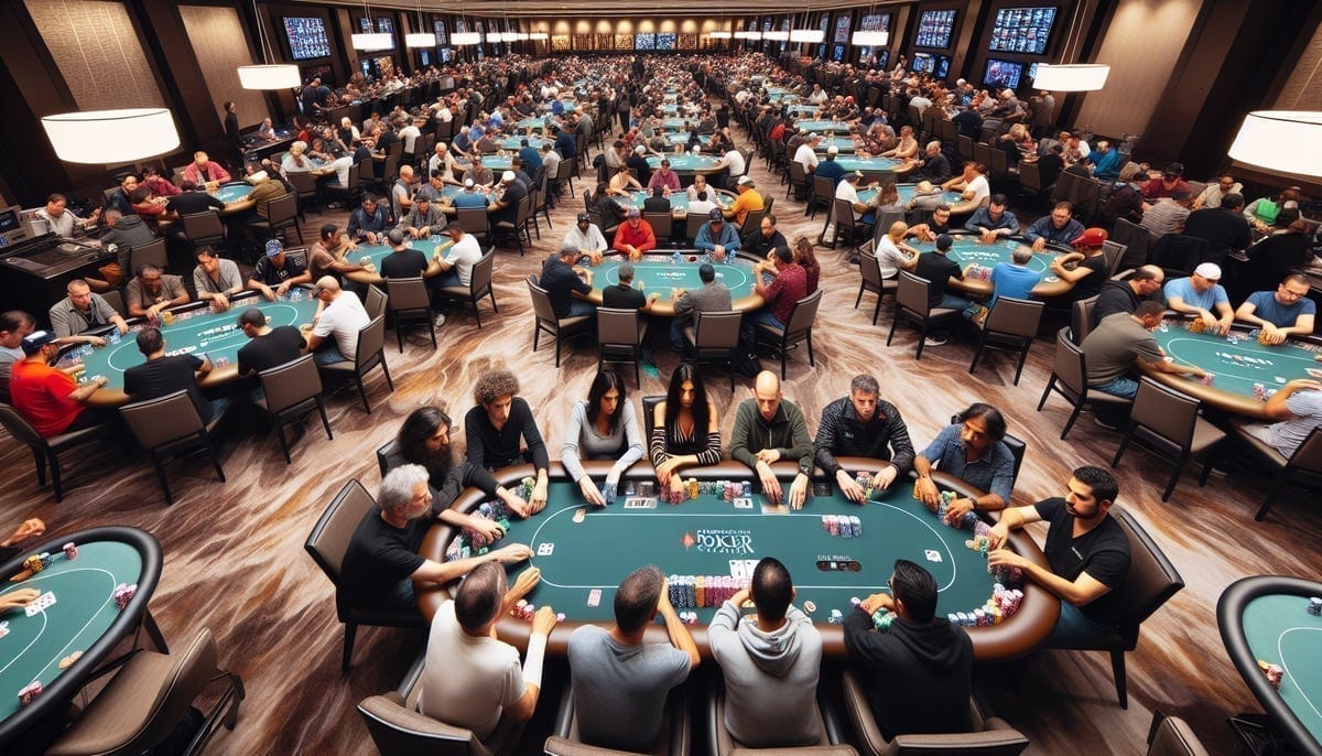WSOP tournament floor packed with players