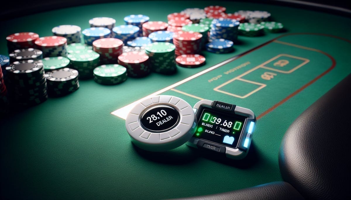 Traditional dealer button compared to new smart dealer button with digital display