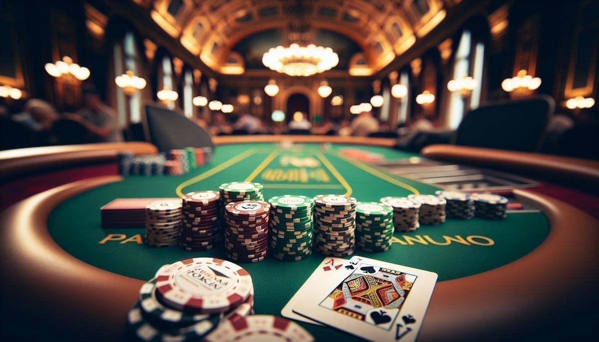WSOP Europe tournament chips and cards at Prague casino