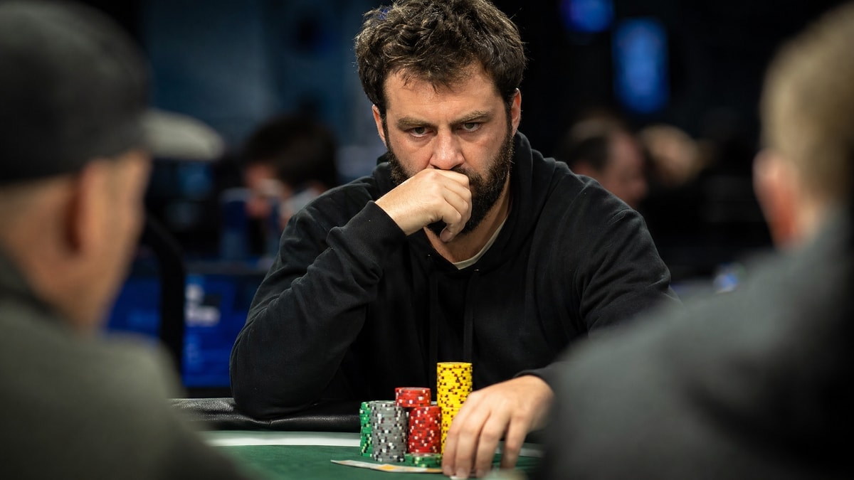 A poker player taking his time at a final table with no shot clock in sight