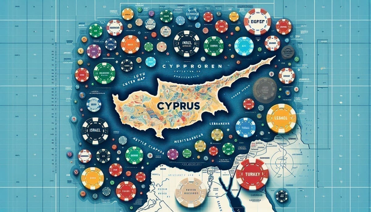 Map showing Cyprus location relative to Middle East tensions