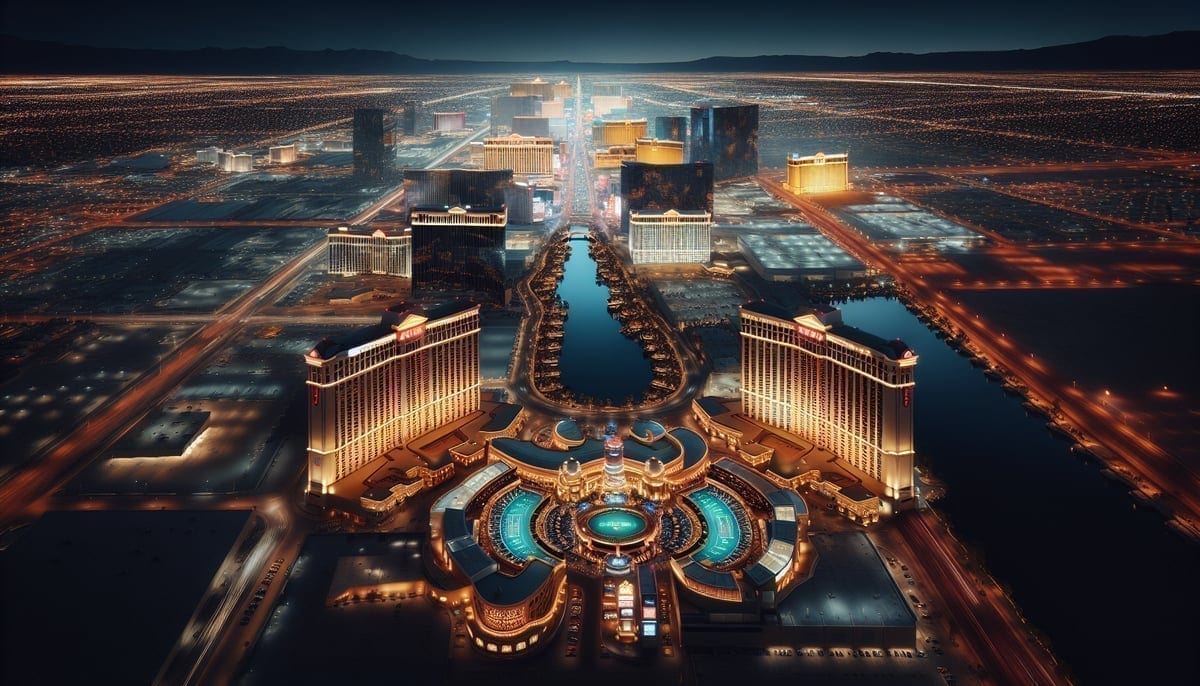 Las Vegas Strip view showing Wynn and WSOP venues