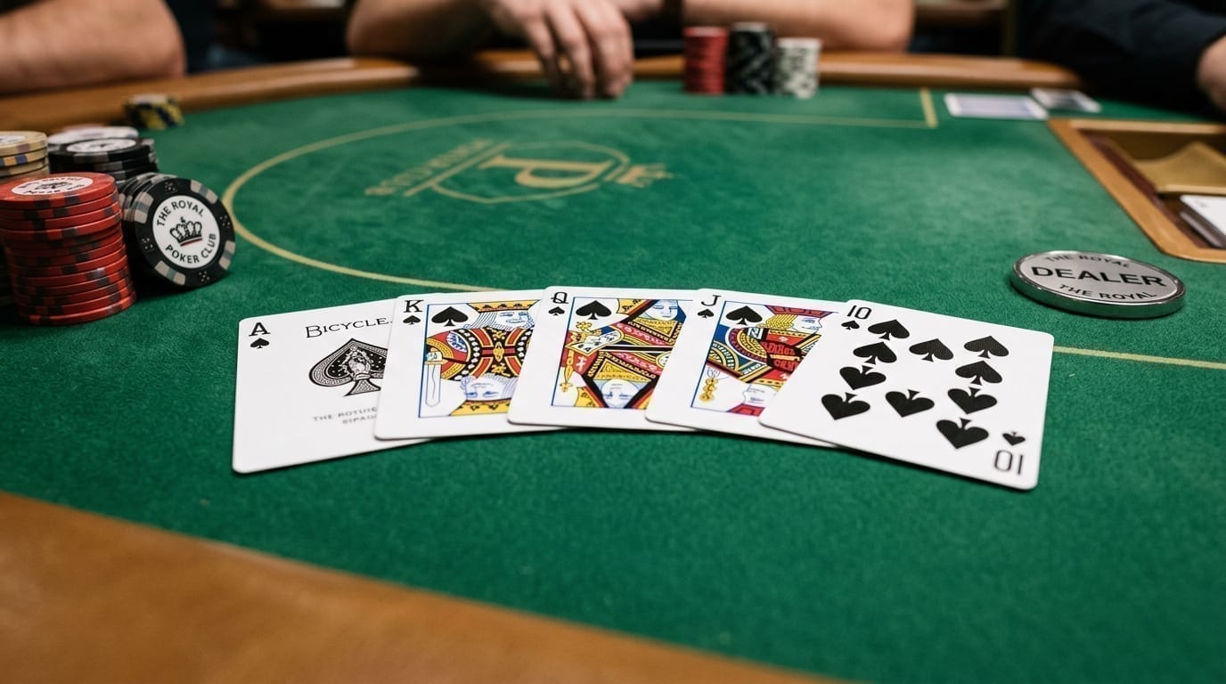 Royal Flush - Ace, King, Queen, Jack, Ten of spades